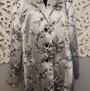 Terry Lewis luxe satin jacket Asian print size 2X